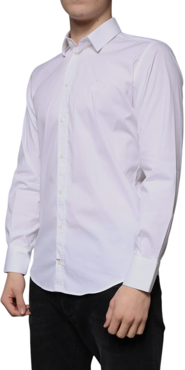 Dolce & Gabbana White Cotton Blend Men MARTINI Dress Shirt Wit