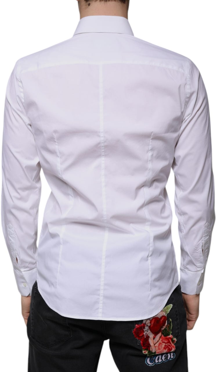 Dolce & Gabbana White Cotton Blend Men MARTINI Dress Shirt Wit