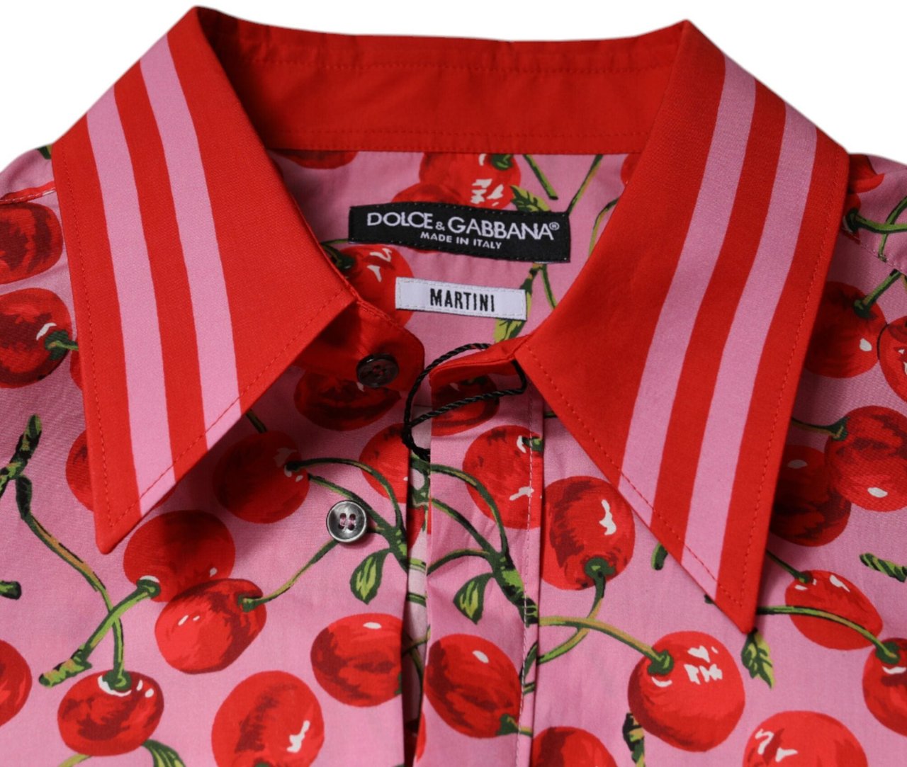 Dolce & Gabbana Pink Cherry Cotton Formal MARTINI Dress Shirt Roze