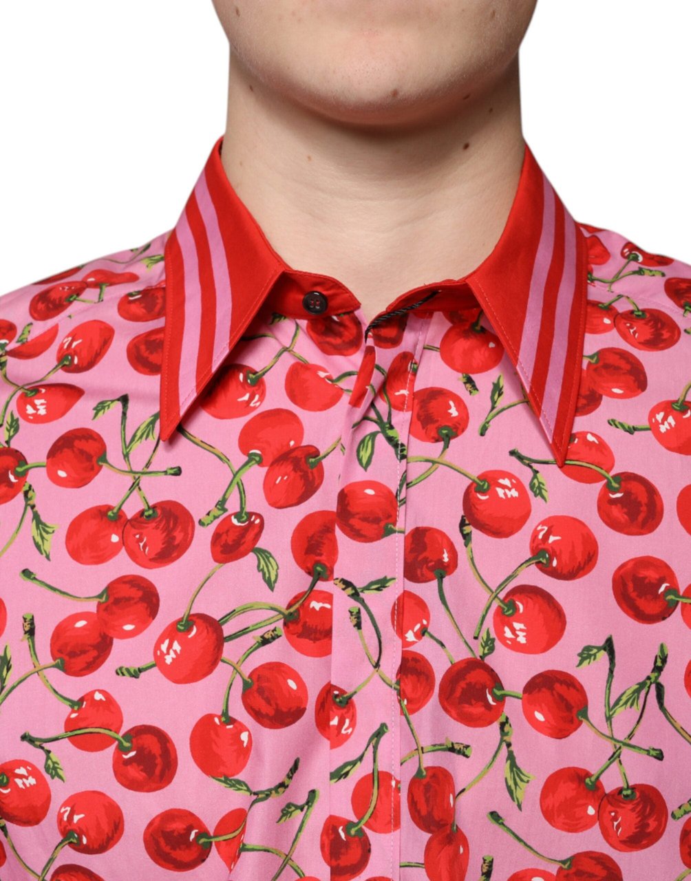 Dolce & Gabbana Pink Cherry Cotton Formal MARTINI Dress Shirt Roze