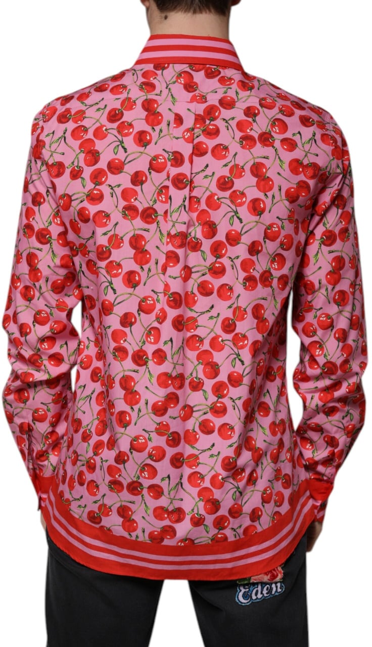 Dolce & Gabbana Pink Cherry Cotton Formal MARTINI Dress Shirt Roze