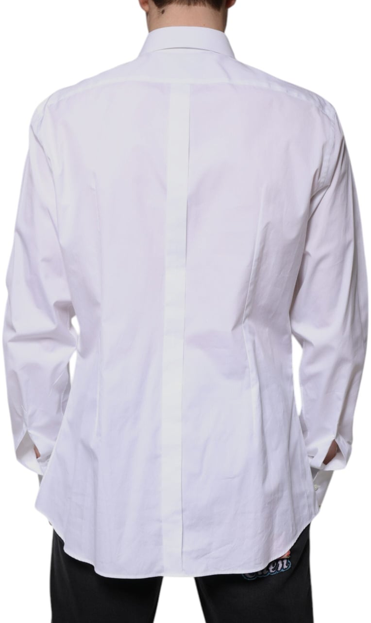 Dolce & Gabbana White Bib Cotton Poplin GOLD Formal Shirt Wit