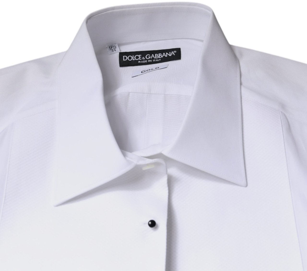 Dolce & Gabbana White Bib Cotton Poplin GOLD Formal Shirt Wit