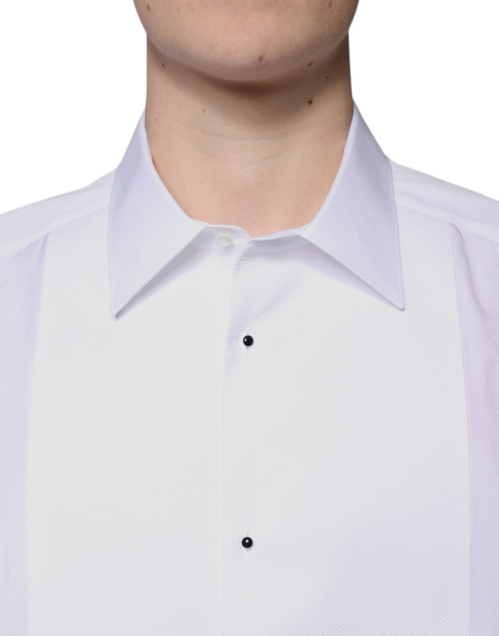 Dolce & Gabbana White Bib Cotton Poplin GOLD Formal Shirt Wit