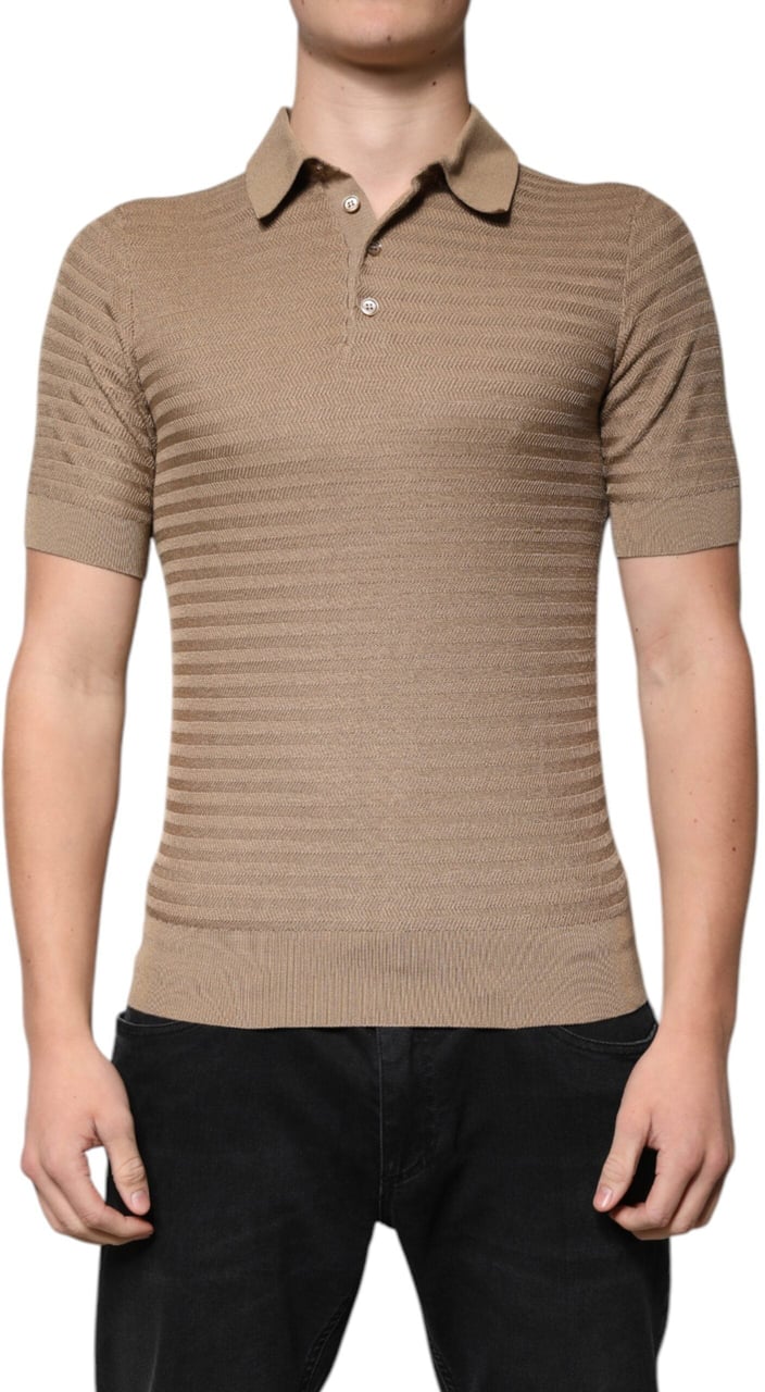 Dolce & Gabbana Brown Collared Short Sleeves Polo T-shirt Bruin