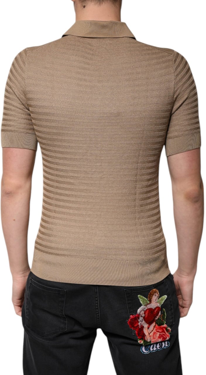 Dolce & Gabbana Brown Collared Short Sleeves Polo T-shirt Bruin