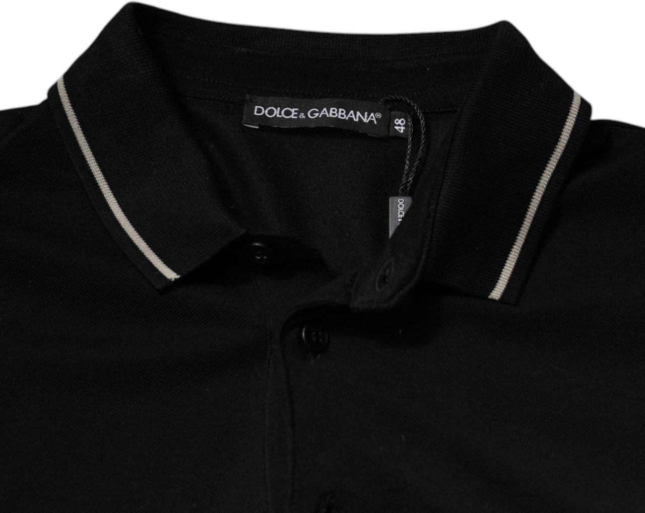 Dolce & Gabbana Black White Cotton Short Sleeves Polo T-shirt Divers