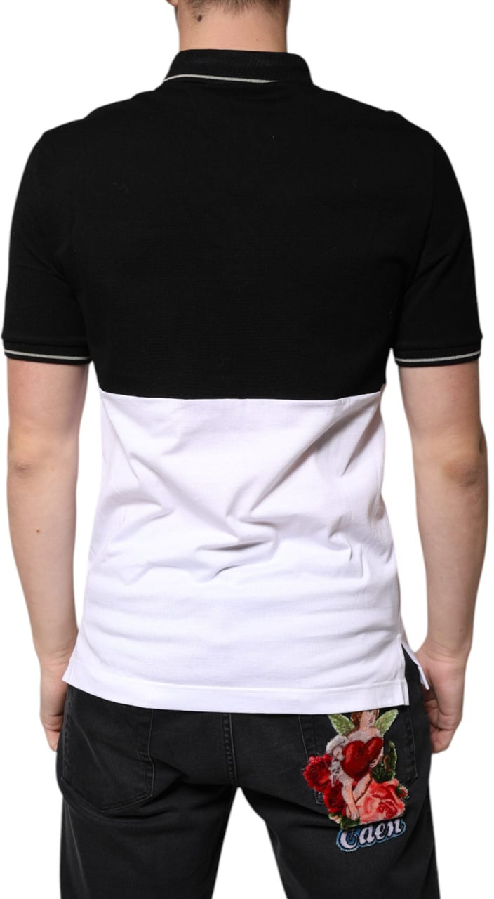 Dolce & Gabbana Black White Cotton Short Sleeves Polo T-shirt Divers