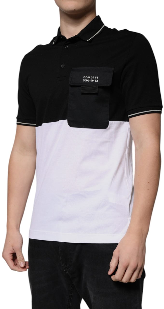 Dolce & Gabbana Black White Cotton Short Sleeves Polo T-shirt Divers
