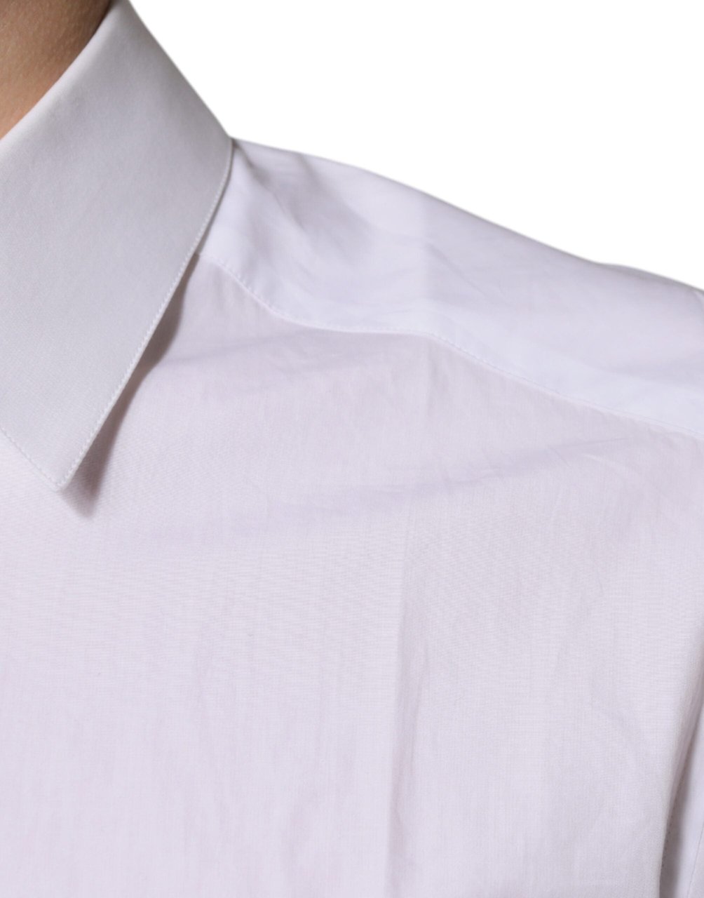 Dolce & Gabbana White Cotton Long Sleeves GOLD Dress Shirt Wit