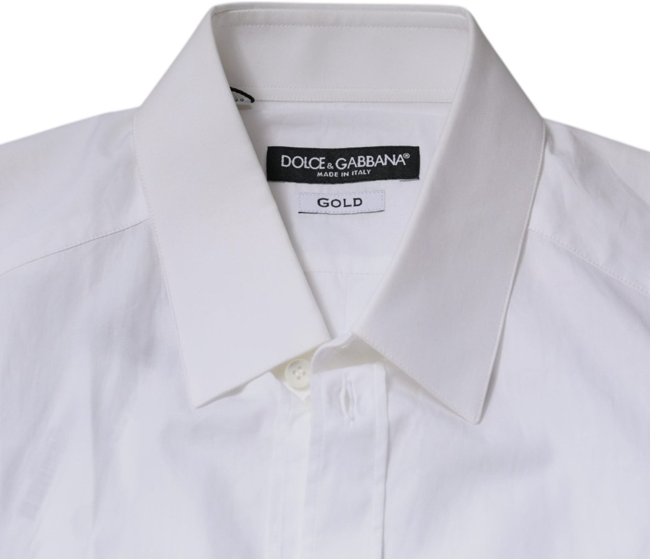 Dolce & Gabbana White Cotton Long Sleeves GOLD Dress Shirt Wit