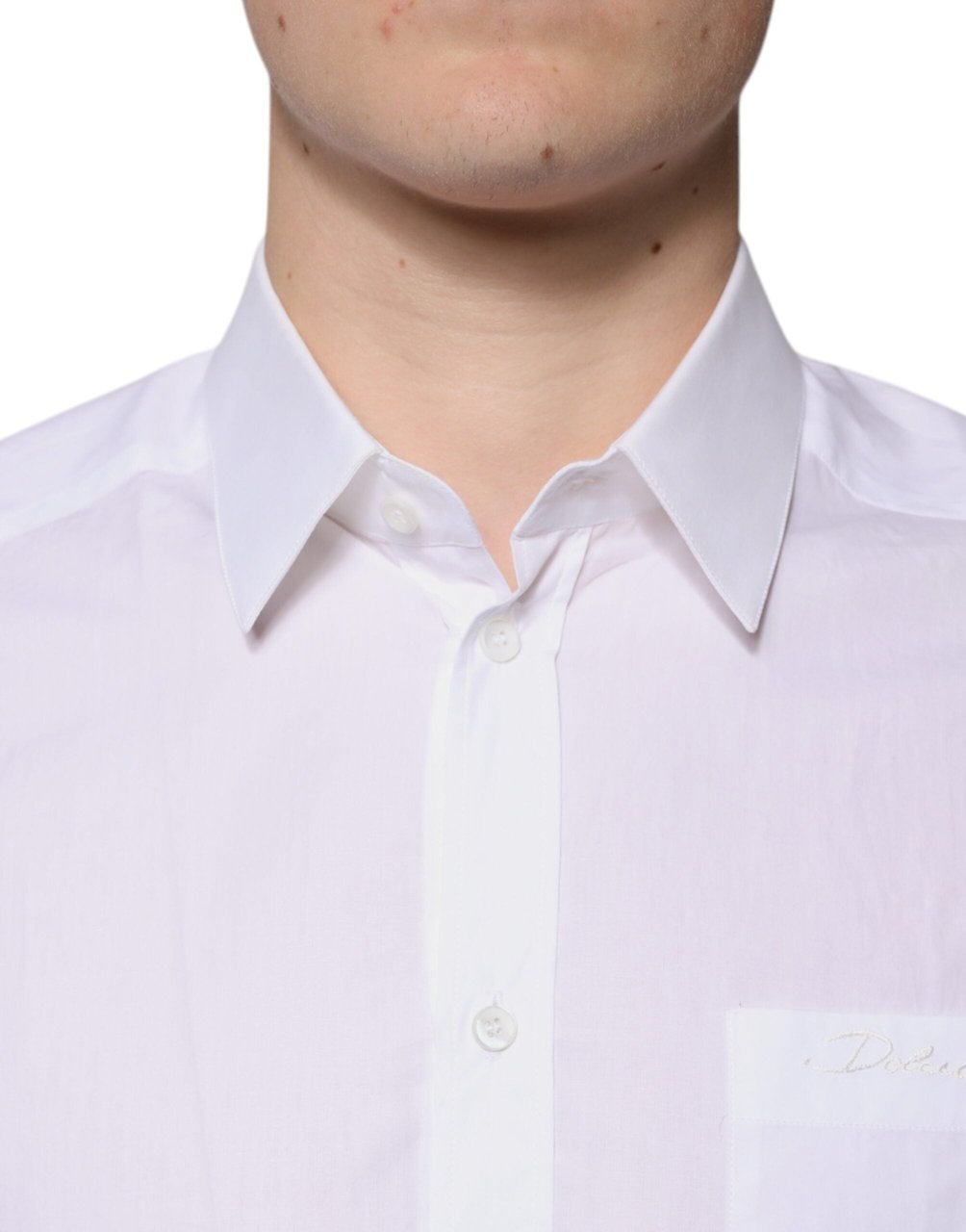Dolce & Gabbana White Cotton Long Sleeves GOLD Dress Shirt Wit