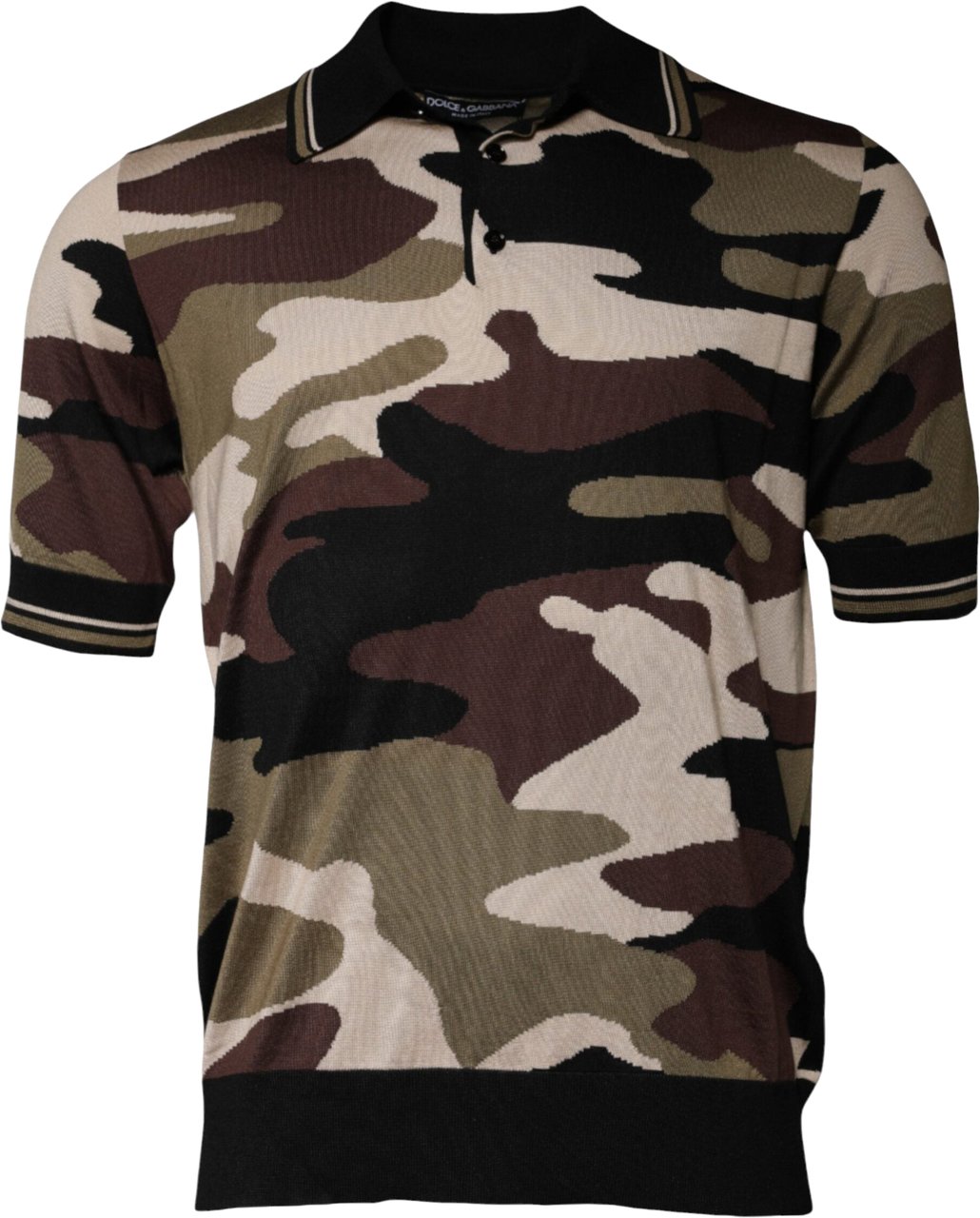 Dolce & Gabbana Multicolor Camouflage Collared Polo T-shirt Divers