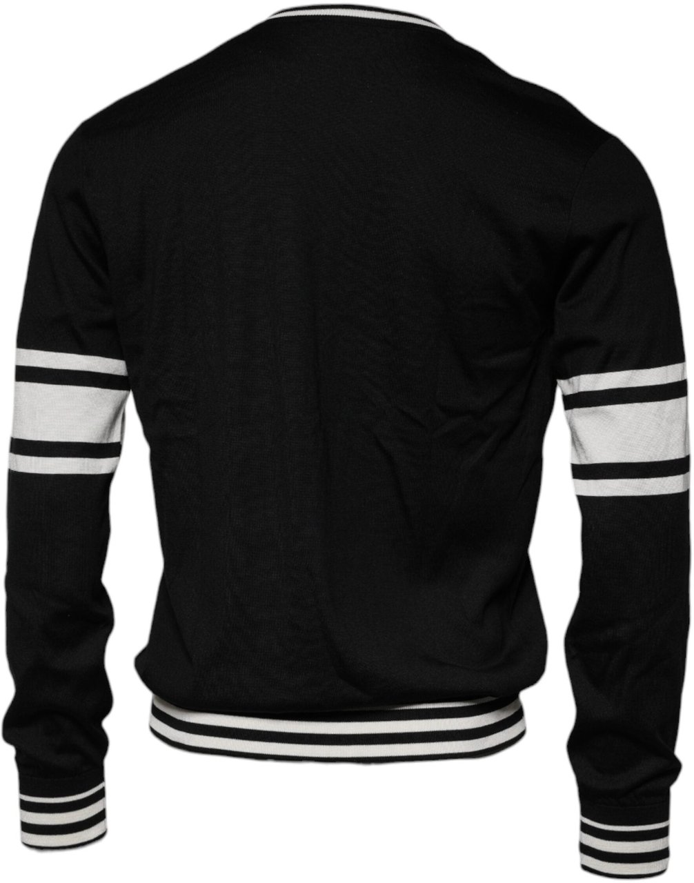 Dolce & Gabbana Black White Guitar Silk Crew Neck Sweater Divers