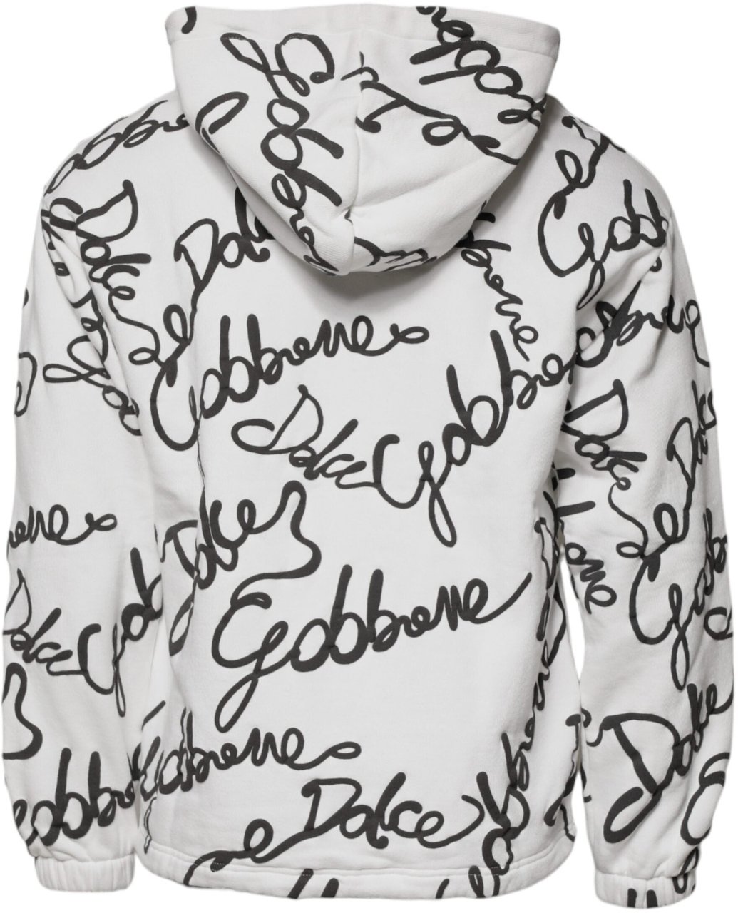 Dolce & Gabbana White Logo Cotton Hooded Sweatshirt Sweater Wit
