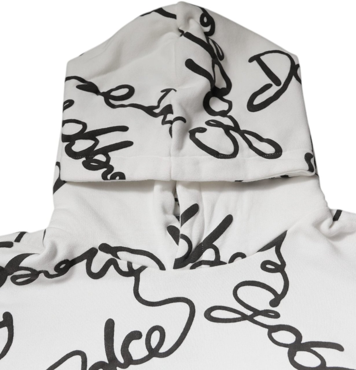 Dolce & Gabbana White Logo Cotton Hooded Sweatshirt Sweater Wit