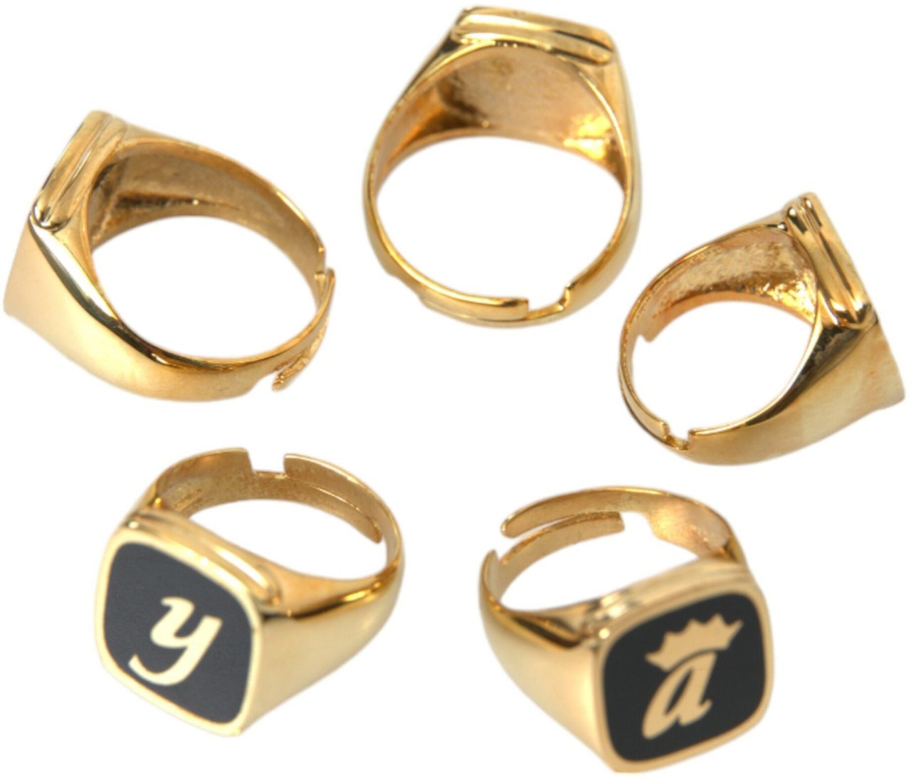 Dolce & Gabbana Gold Brass ROYAL Enamel Set of 5 Ring Divers