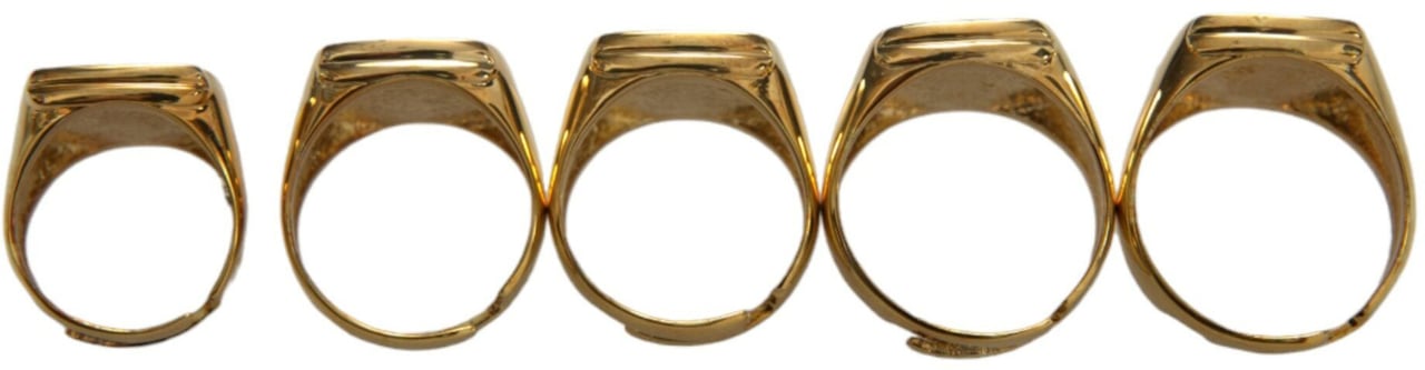 Dolce & Gabbana Gold Brass ROYAL Enamel Set of 5 Ring Divers
