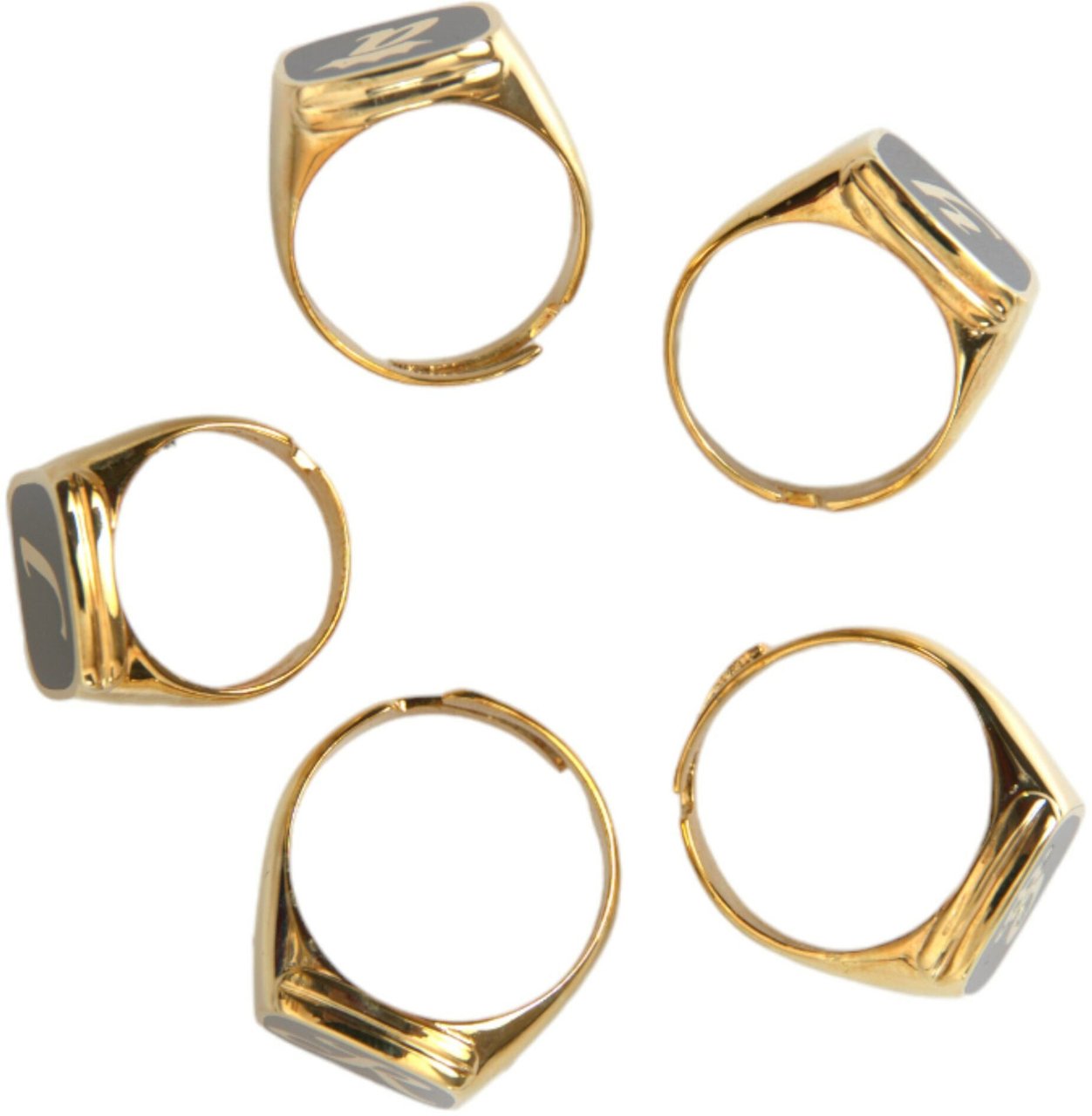 Dolce & Gabbana Gold Brass ROYAL Enamel Set of 5 Ring Divers