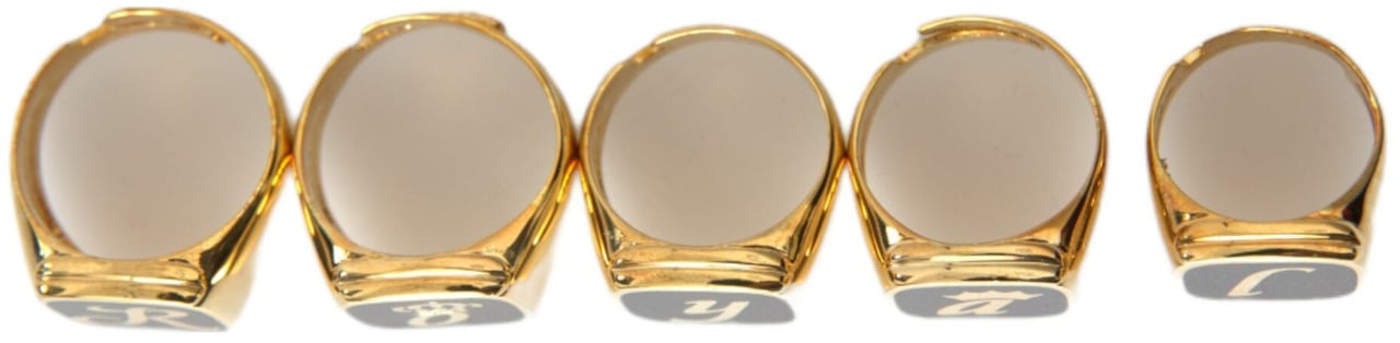 Dolce & Gabbana Gold Brass ROYAL Enamel Set of 5 Ring Divers