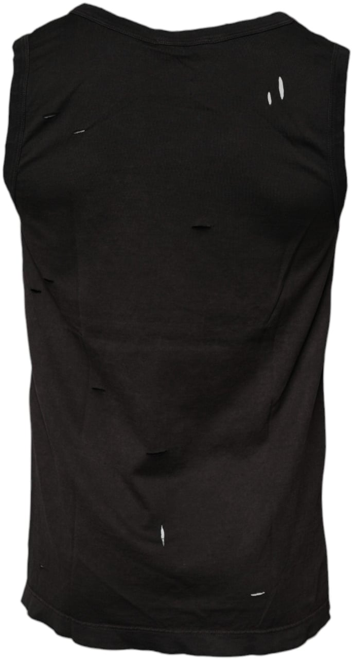 Dolce & Gabbana Black Sleeveless Round Neck Tank T-shirt Zwart