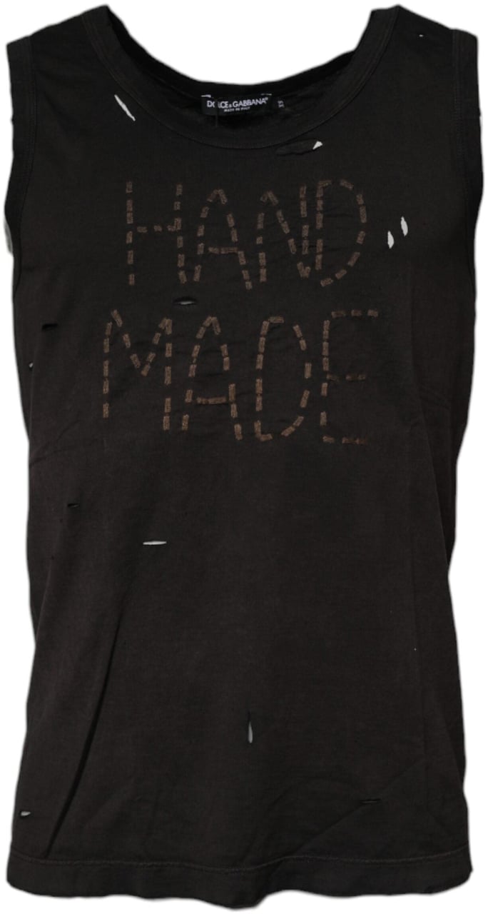 Dolce & Gabbana Black Sleeveless Round Neck Tank T-shirt Zwart