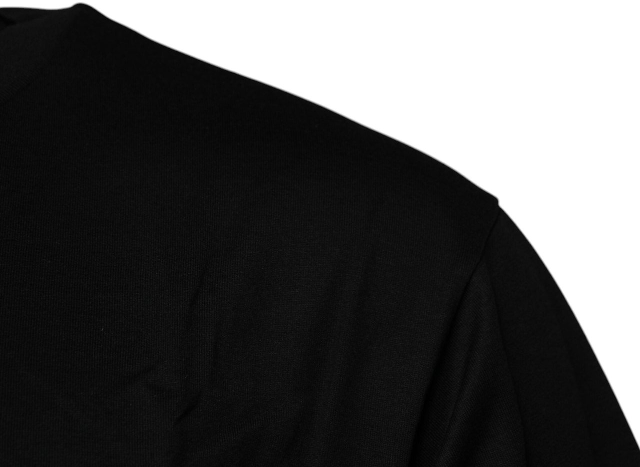 Dolce & Gabbana Black Logo Patch Cotton Crew Neck T-shirt Zwart