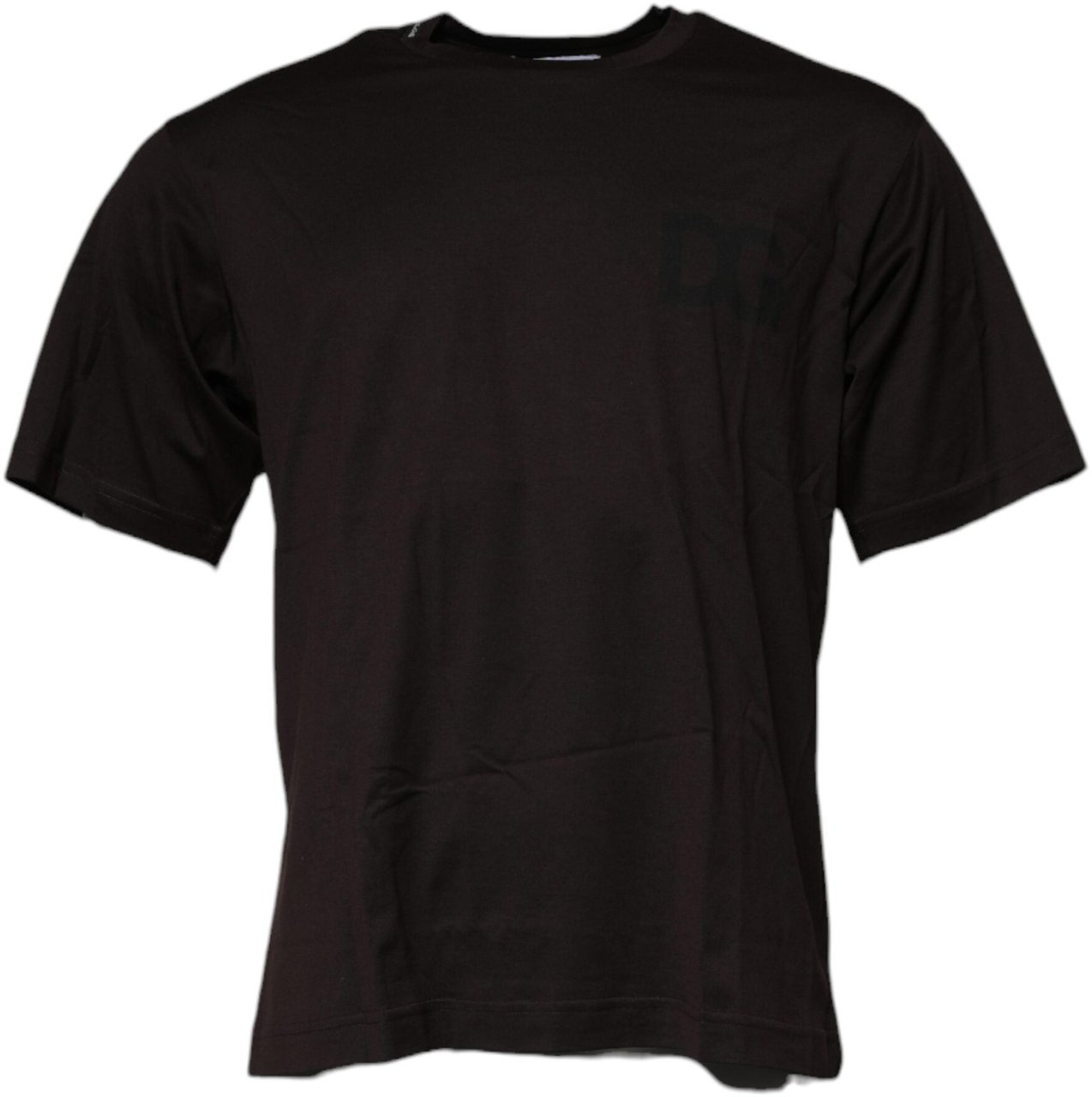 Dolce & Gabbana Dark Brown Logo Cotton Crew Neck T-shirt Bruin