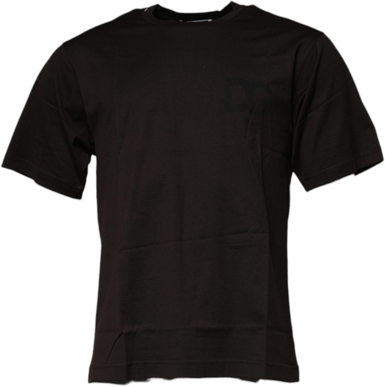 Dolce & Gabbana Dark Brown Logo Cotton Crew Neck T-shirt Bruin