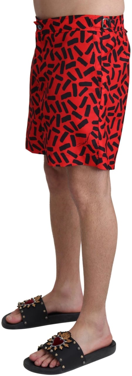 Dolce & Gabbana Red Patterned Beachwear Shorts Swimwear Rood