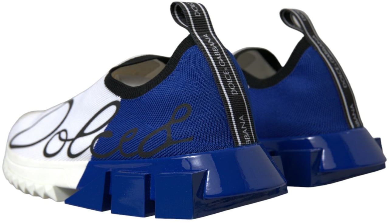 Dolce & Gabbana White Blue Sorrento Low Top Men Casual Sneakers Shoes Divers