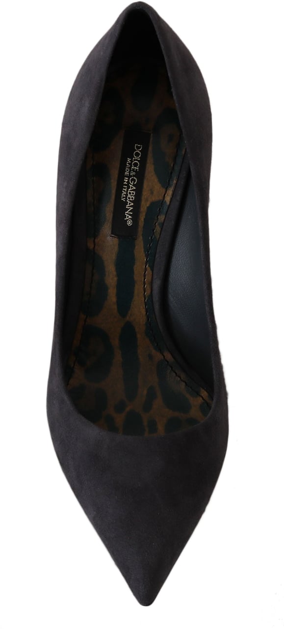 Dolce & Gabbana Gray Suede Leather Stiletto Shoes Heels Grijs