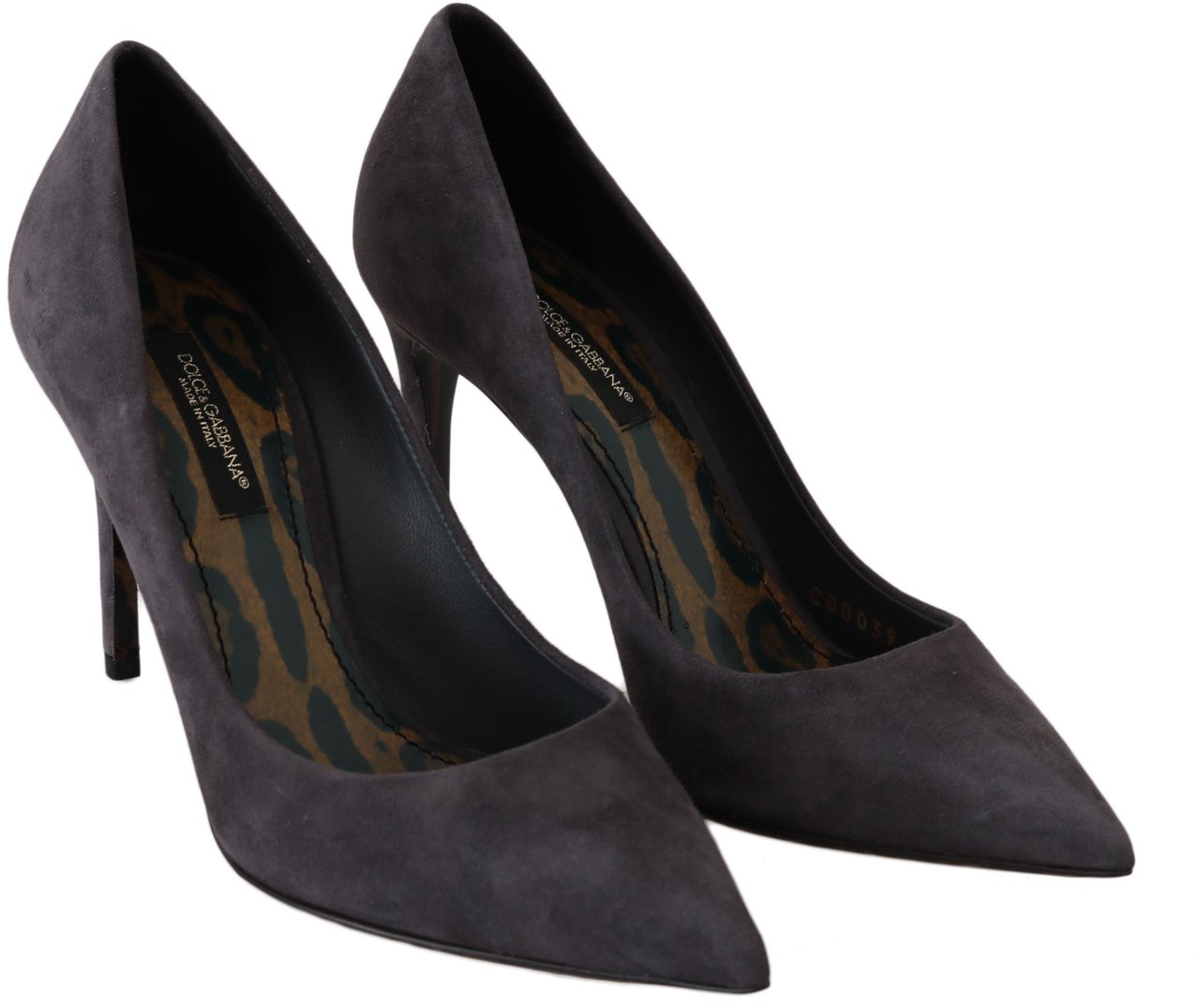 Dolce & Gabbana Gray Suede Leather Stiletto Shoes Heels Grijs