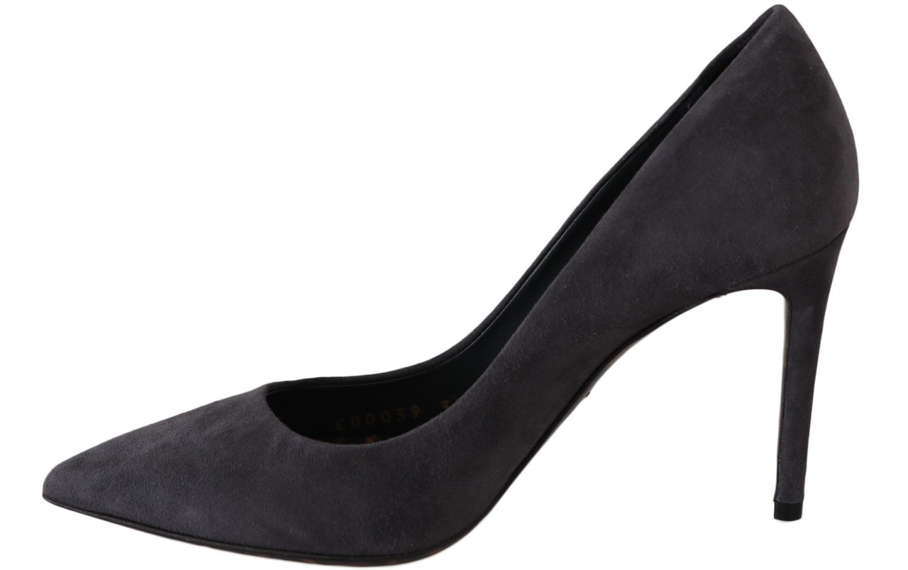 Dolce & Gabbana Gray Suede Leather Stiletto Shoes Heels Grijs