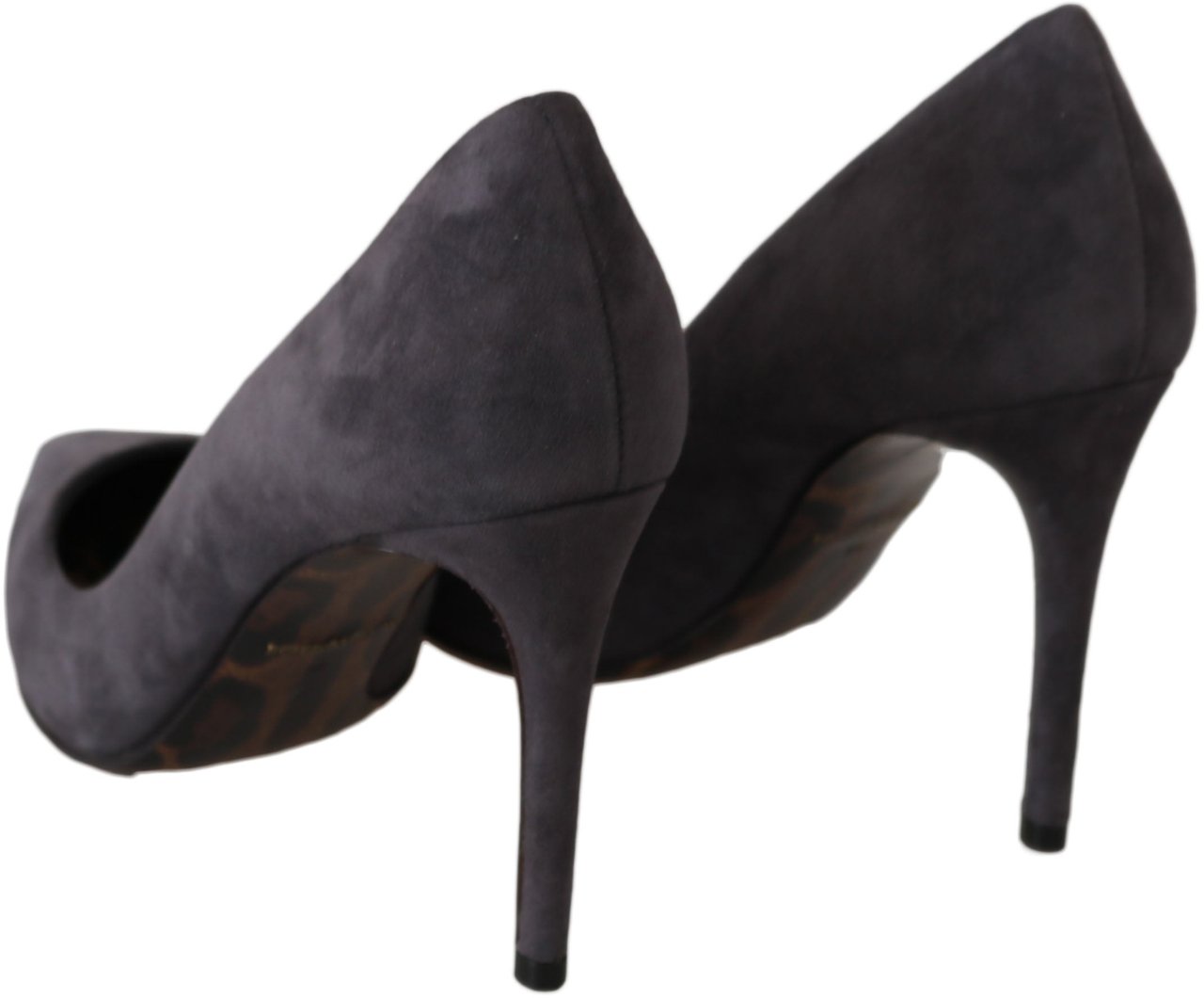 Dolce & Gabbana Gray Suede Leather Stiletto Shoes Heels Grijs