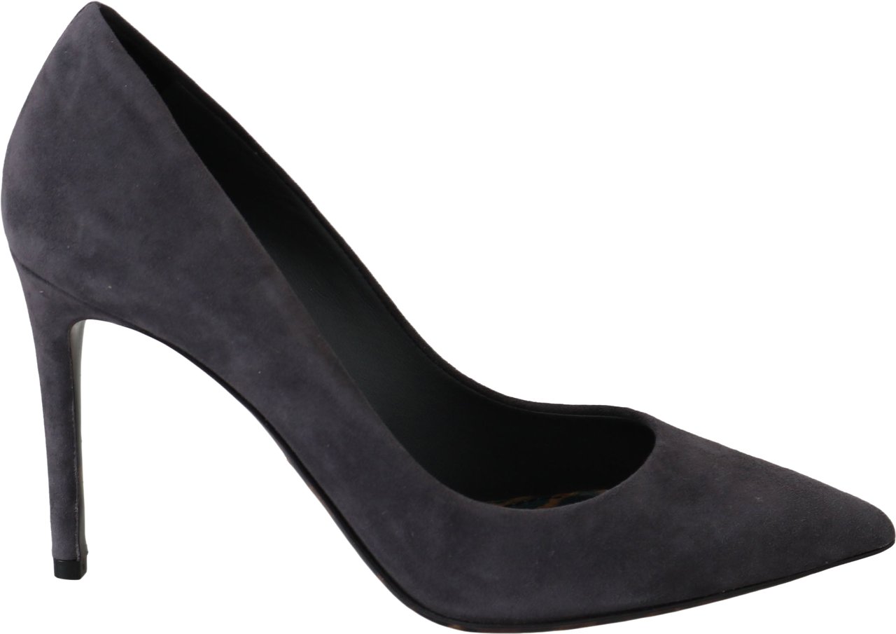 Dolce & Gabbana Gray Suede Leather Stiletto Shoes Heels Grijs