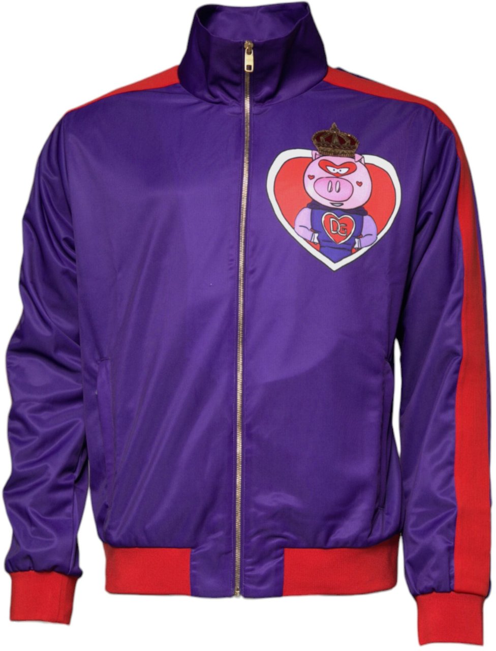 Dolce & Gabbana Purple Year Of The Pig Full Zip Bomber Sweater Paars