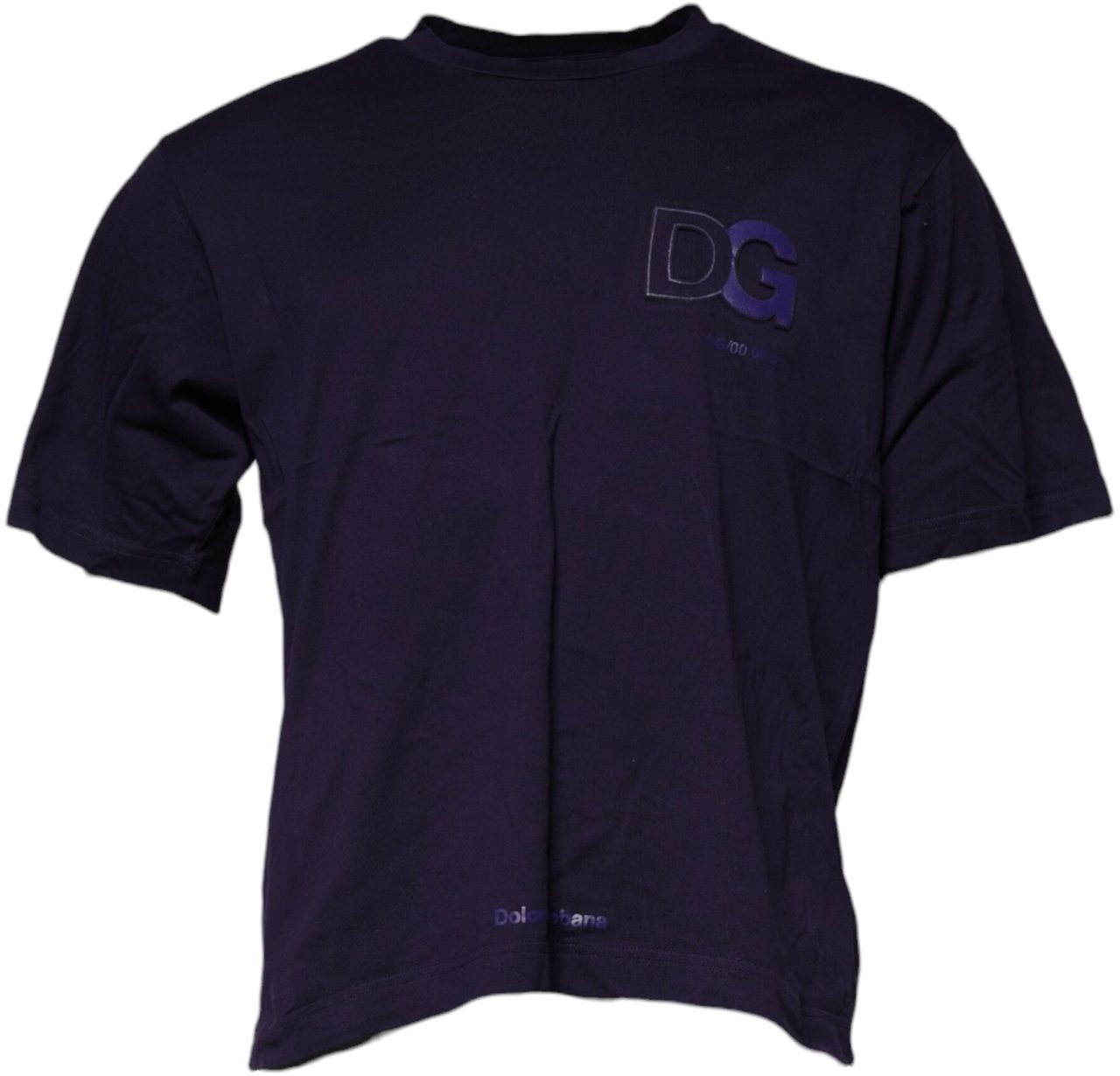 Dolce & Gabbana Purple DG Logo Cotton Crew Neck T-shirt Blauw