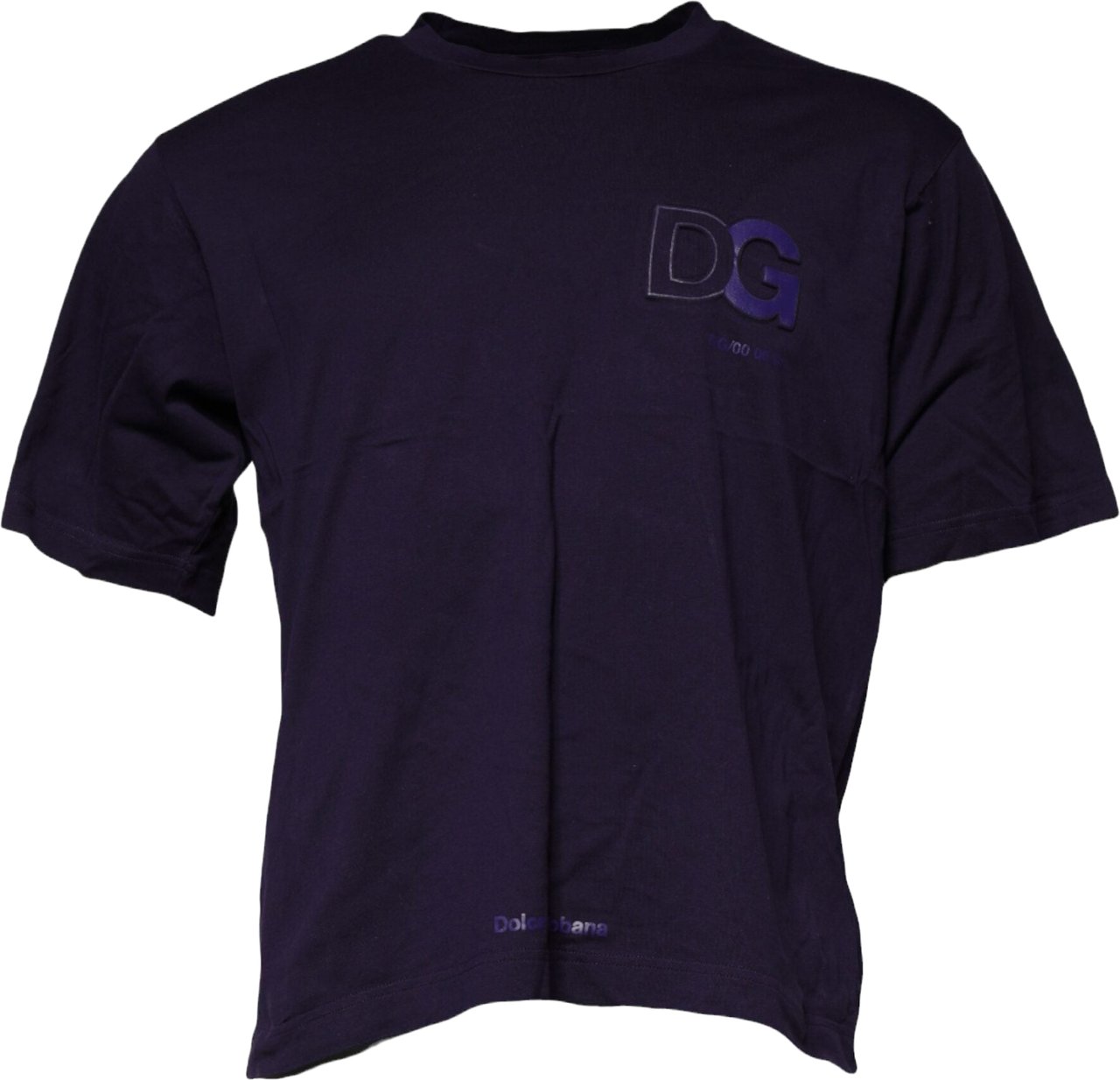 Dolce & Gabbana Purple DG Logo Cotton Crew Neck T-shirt Blauw