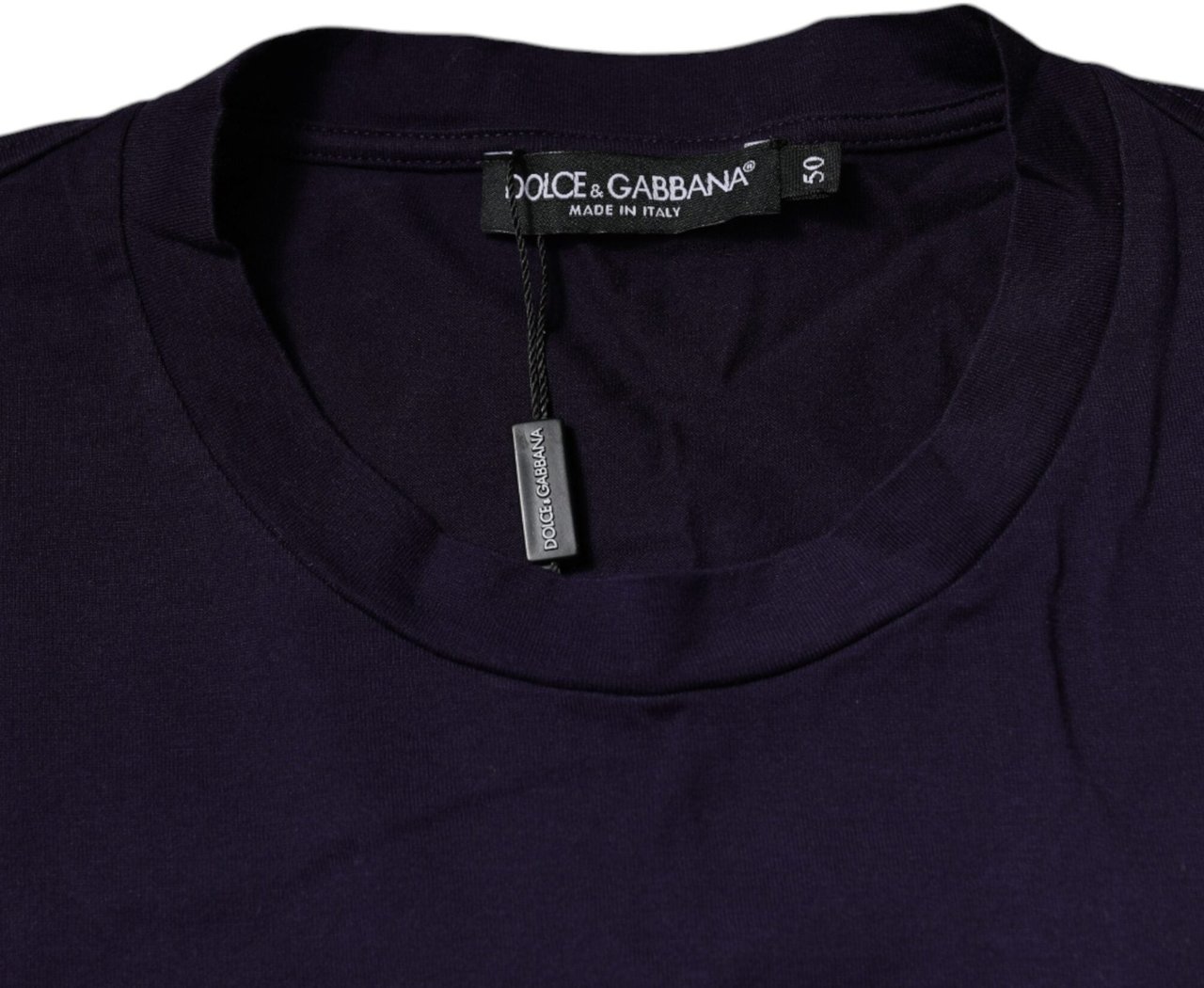 Dolce & Gabbana Purple DG Logo Cotton Crew Neck T-shirt Blauw