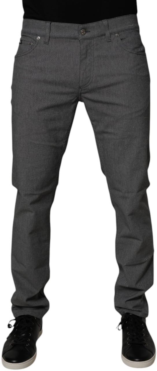 Dolce & Gabbana Gray Cotton Stretch Skinny Denim Jeans Grijs