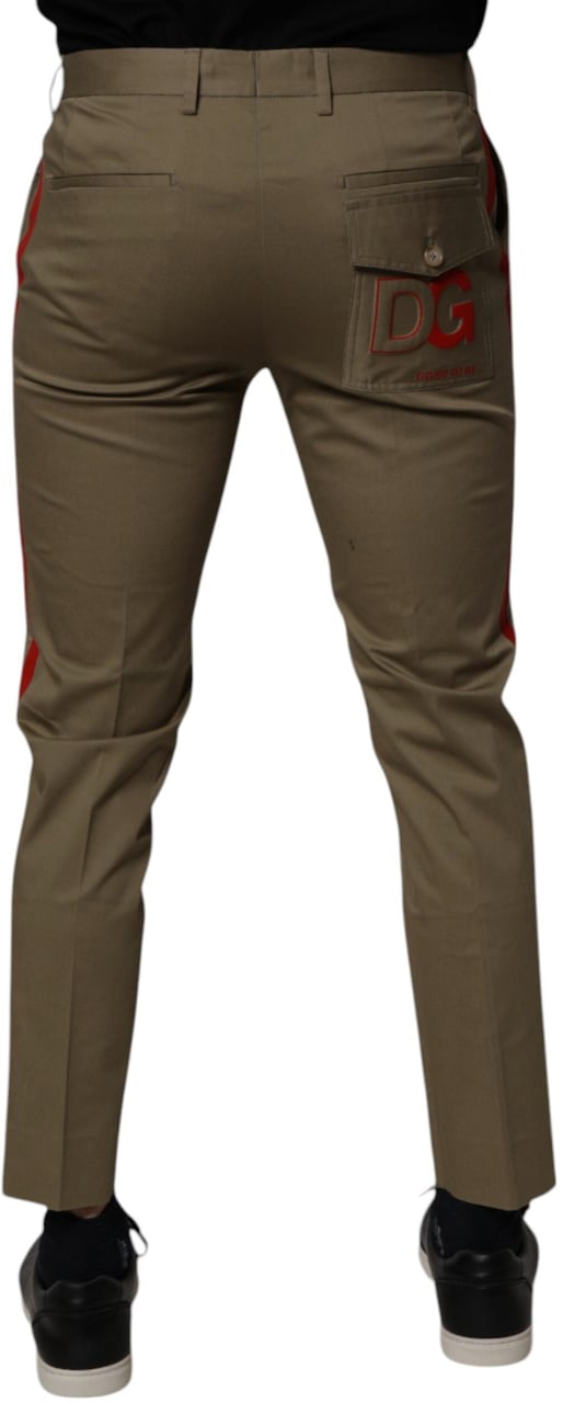 Dolce & Gabbana Dark Khaki Cotton Tapered Pants Geel