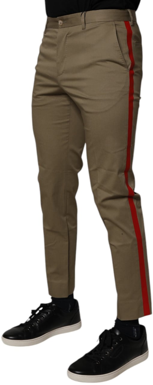 Dolce & Gabbana Dark Khaki Cotton Tapered Pants Geel