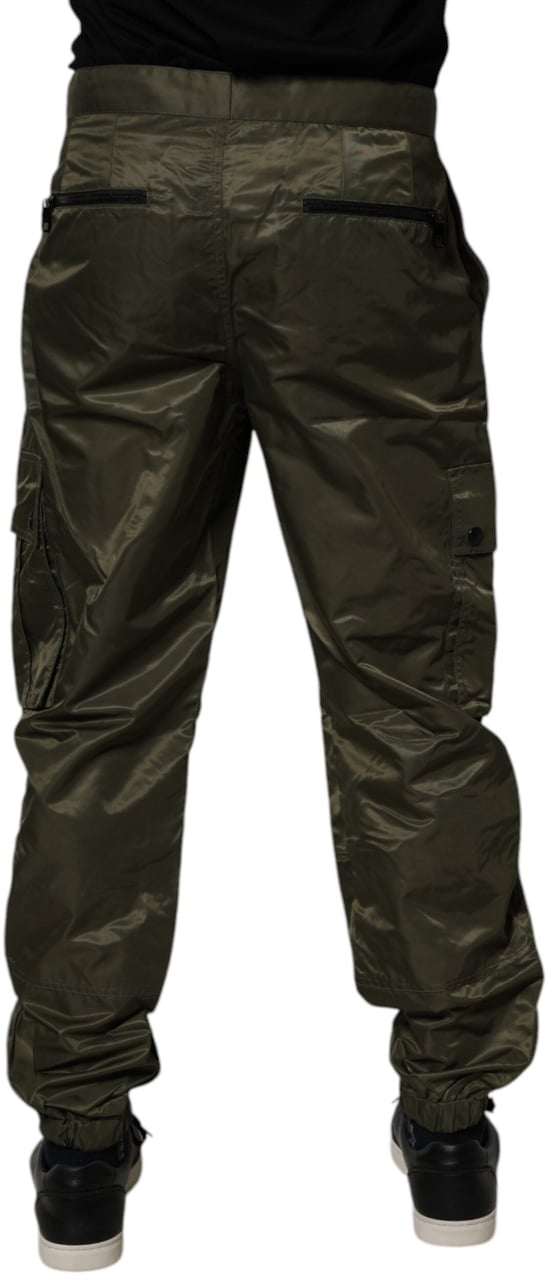 Dolce & Gabbana Dark Green Nylon Cargo Pants Donkergroen
