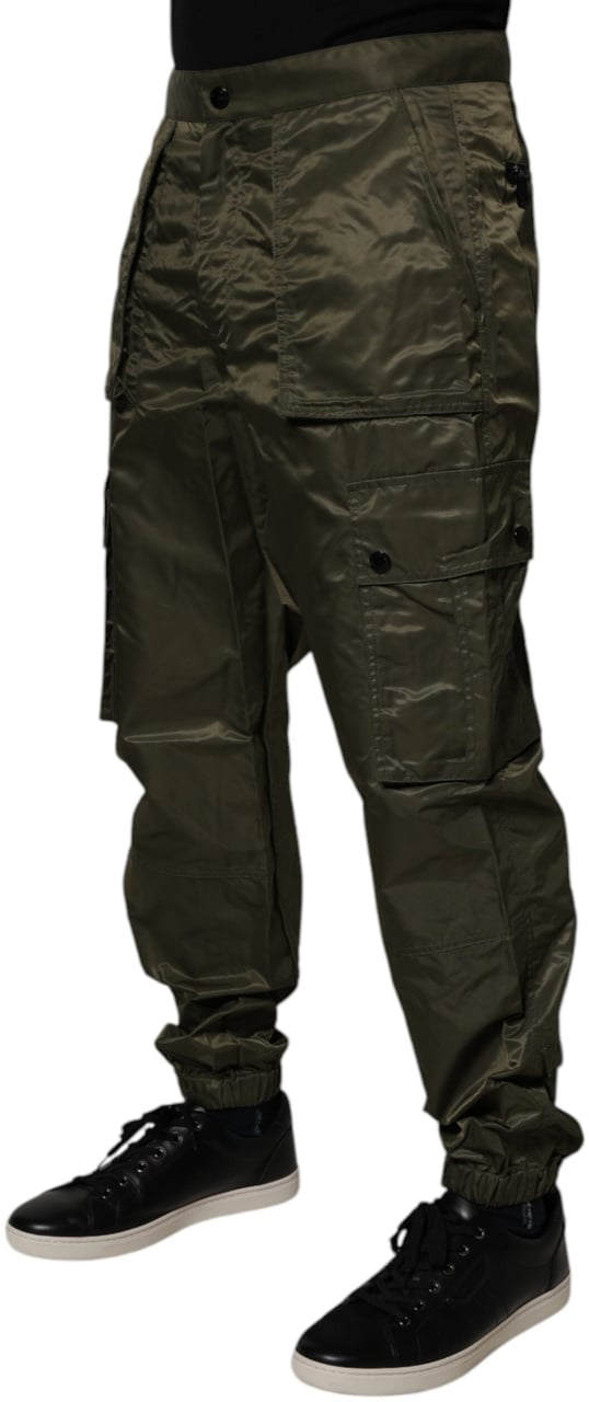 Dolce & Gabbana Dark Green Nylon Cargo Pants Donkergroen