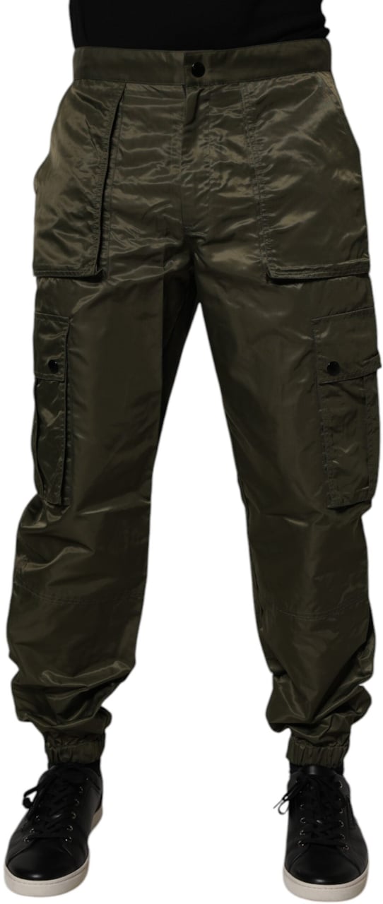 Dolce & Gabbana Dark Green Nylon Cargo Pants Donkergroen