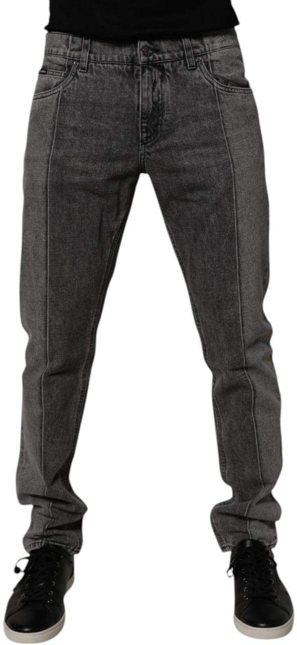 Dolce & Gabbana Two Tone Gray Cotton Denim Jeans Grijs