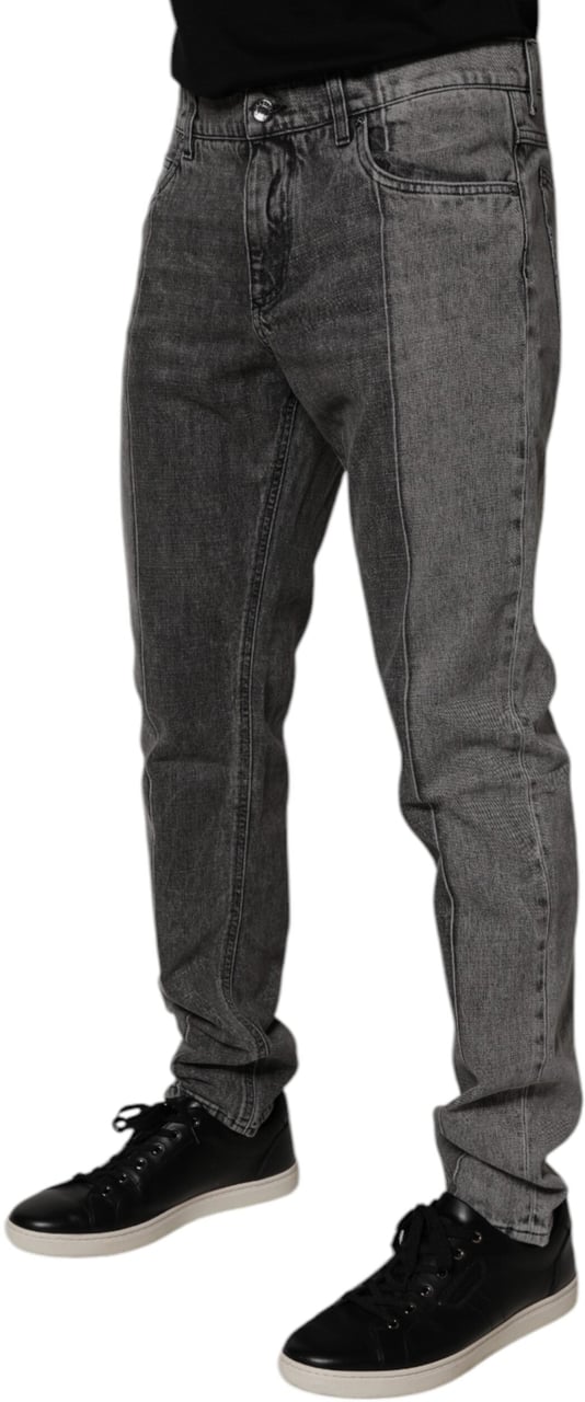 Dolce & Gabbana Two Tone Gray Cotton Denim Jeans Grijs