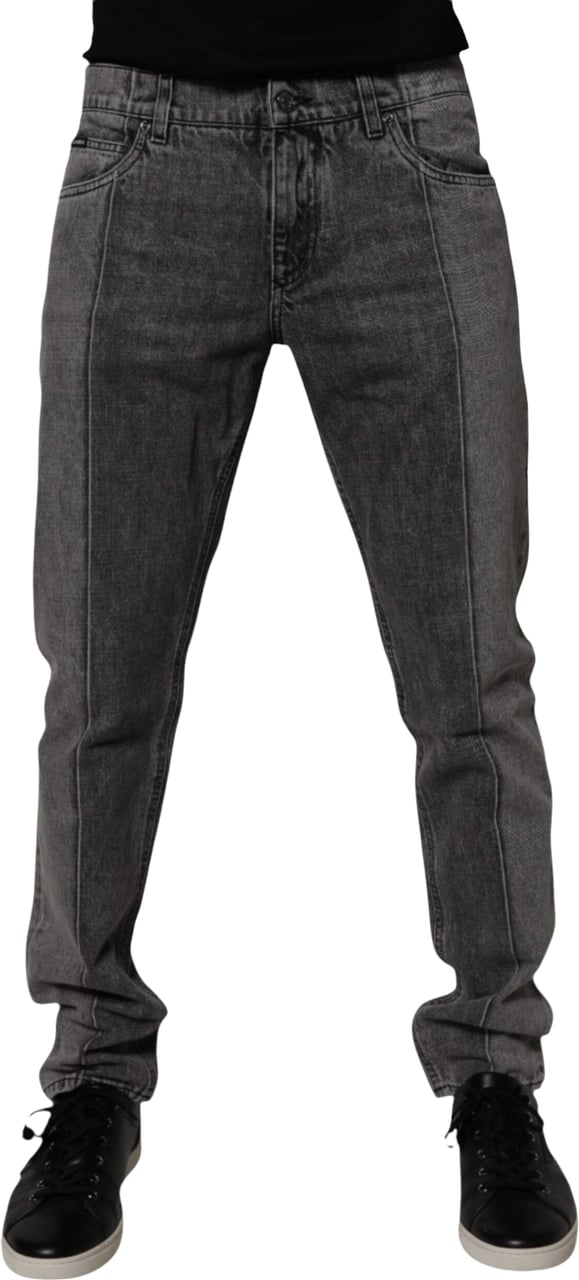 Dolce & Gabbana Two Tone Gray Cotton Denim Jeans Grijs