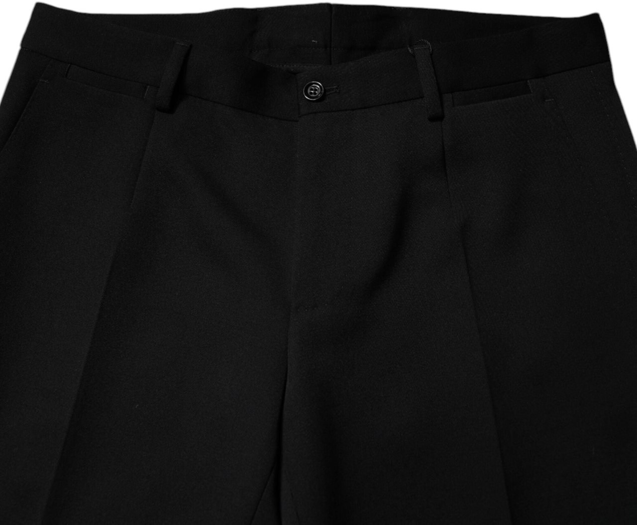Dolce & Gabbana Black Wool Tapered Formal Dress Pants Zwart